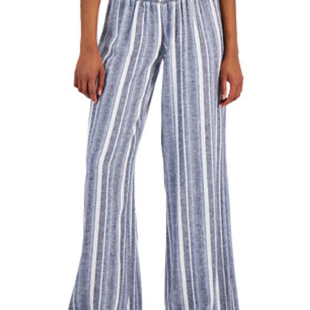 Rewash Linen Blend Striped Wide Leg Pants